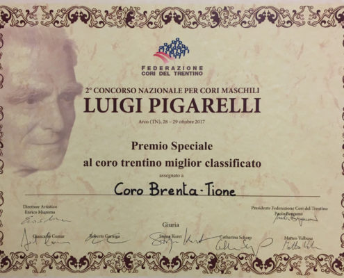 Diploma miglior coro trentino